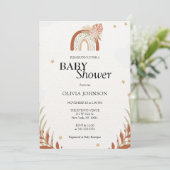 Wildflower Boho Chic Genderneutraal Baby shower Kaart (Staand voorkant)