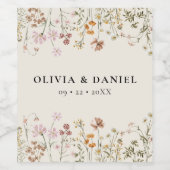 Wildflower Boho Chic Terracotta Neutraal Huwelijk Wijn Etiket (Enkel label)