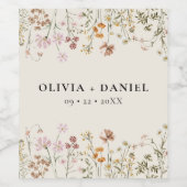 Wildflower Boho Chic Terracotta Neutraal Huwelijk Wijn Etiket (Enkel label)