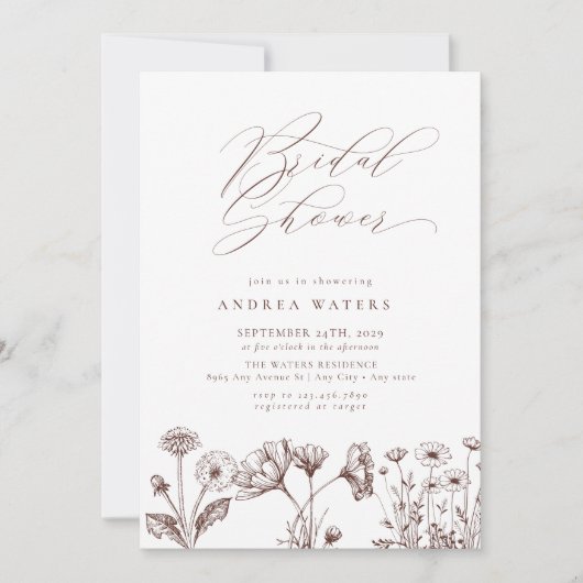 Wildflower Boho Chic Vrijgezellenfeest Kaart (Voorkant)