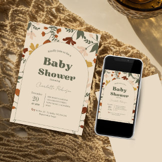 Wildflower Boho chique baby douche uitnodigingen