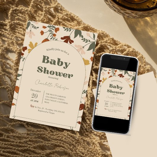 Wildflower Boho chique baby douche uitnodigingen