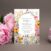 Wildflower boho chique bloemenkrans bruiloft uitno kaart