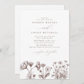 Wildflower Boho chique bruiloft uitnodigingen (Voorkant / Achterkant)
