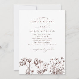 Wildflower Boho chique bruiloft uitnodigingen