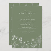 Wildflower Boho chique bruiloft uitnodigingen (Voorkant / Achterkant)