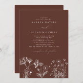 Wildflower Boho chique bruiloft uitnodigingen (Voorkant / Achterkant)