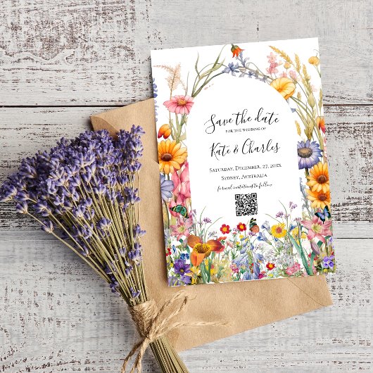 Wildflower boho chique krans opslaan van de datum kaart