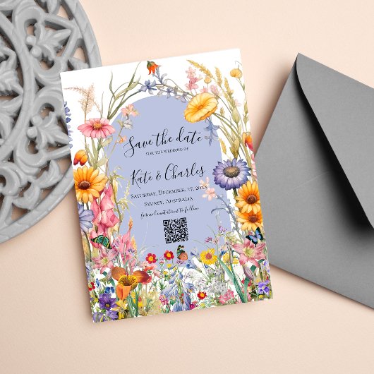 Wildflower boho chique krans opslaan van de datum  kaart