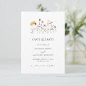 Wildflower Boho chique moderne grillige bloemen Save The Date (Staand voorkant)