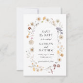 Wildflower Boho chique moderne grillige bloemen Save The Date (Voorkant)