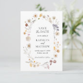Wildflower Boho chique moderne grillige bloemen Save The Date (Staand voorkant)