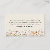 Wildflower Boho Cream RSVP QR Code Wedding Informatiekaartje (Achterkant)