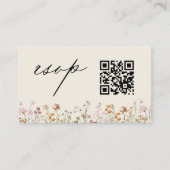 Wildflower Boho Cream RSVP QR Code Wedding Informatiekaartje (Voorkant)