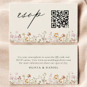 Wildflower Boho Cream RSVP QR Code Wedding Informatiekaartje