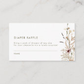 Wildflower Boho Diaper Raffle Baby shower Game Informatiekaartje (Voorkant)
