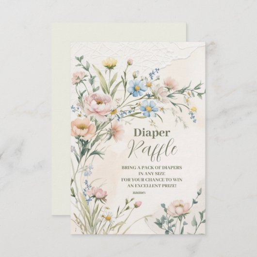 Wildflower Boho Diapper Raffle Informatiekaartje (Voorkant / Achterkant)