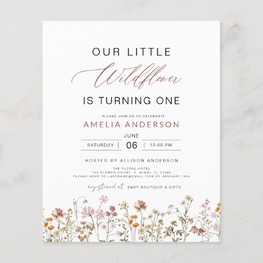 Wildflower Boho Eerste 1e Verjaardag Tuin (Voorkant)