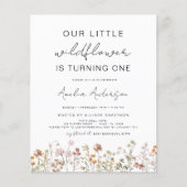 Wildflower Boho eerste verjaardag tuin uitnodiging (Voorkant)