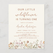 Wildflower Boho eerste verjaardag tuin uitnodiging (Voorkant)