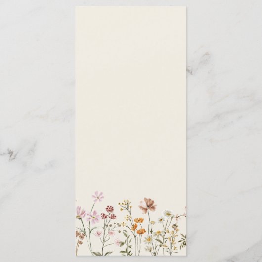Wildflower Boho Elegante bruiloft receptie Menu (Achterkant)