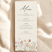 Wildflower Boho Elegante bruiloft receptie Menu