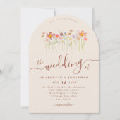 Wildflower Boho Fall Beige Terracotta Rust QR code Kaart (Voorkant)