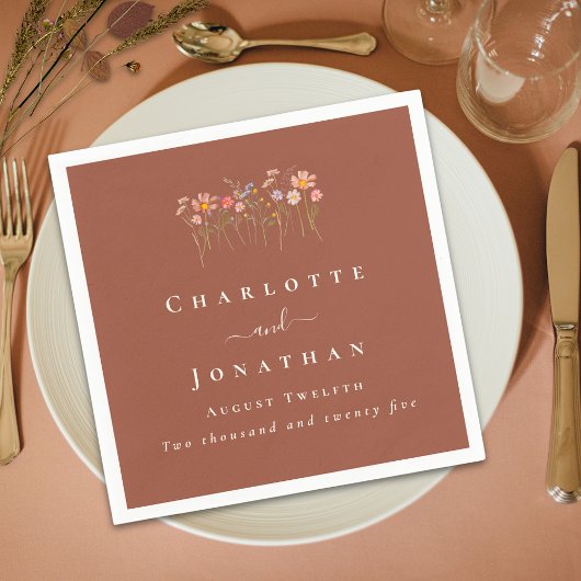 Wildflower Boho Fall Floral Custom Wedding Servet