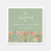 Wildflower Boho Fall Floral Sage Green Wedding Servet (Voorkant)