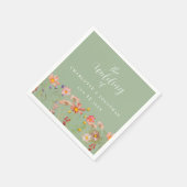 Wildflower Boho Fall Floral Sage Green Wedding Servet (Hoek)