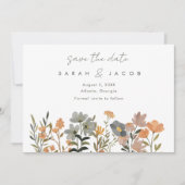 Wildflower Boho Fall Trouwfoto Bewaar de datum Save The Date (Voorkant)