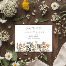 Wildflower Boho Fall Trouwfoto Bewaar de datum