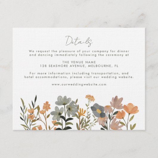 Wildflower Boho Fall Wedding Details Informatiekaartje (Voorkant)
