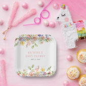 Wildflower Boho Field Geslachtsneutraal Baby showe Papieren Bordje (Feest)