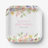 Wildflower Boho Field Geslachtsneutraal Baby showe Papieren Bordje (Voorkant)