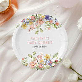 Wildflower Boho Field Geslachtsneutraal Baby showe Papieren Bordje