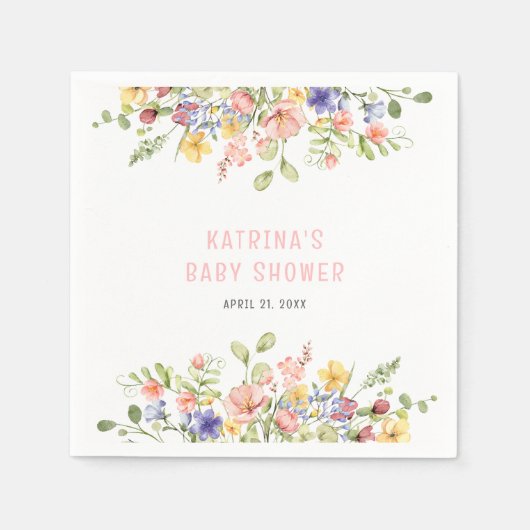 Wildflower Boho Field Geslachtsneutraal Baby showe Servet (Voorkant)