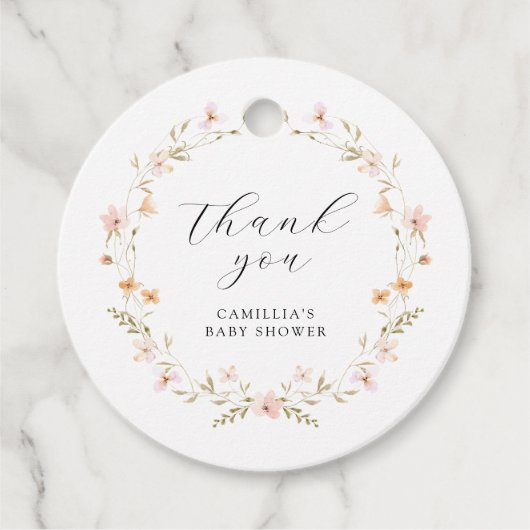 Wildflower Boho Floral Baby shower Bedankjes Labels (Voorkant)