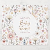 Wildflower Boho Floral Baby shower Favoriet Sparkling Wijnetiket (Enkel label)