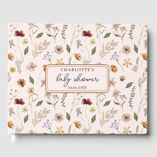 Wildflower Boho Floral Baby shower Gastenboek (Voorkant)