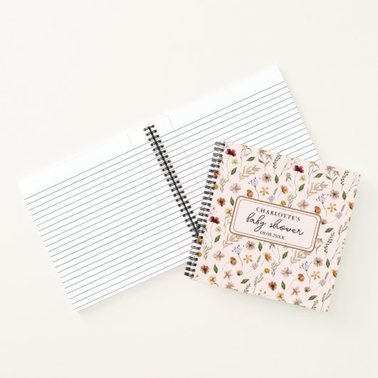 Wildflower Boho Floral Baby shower Gastenboek Notitieboek (Binnen)