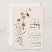 Wildflower Boho Floral Baby shower Invitation Kaart (Voorkant)