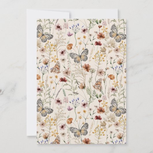 Wildflower Boho Floral Baby shower Invitation Kaart (Achterkant)