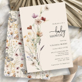 Wildflower Boho Floral Baby shower Invitation Kaart