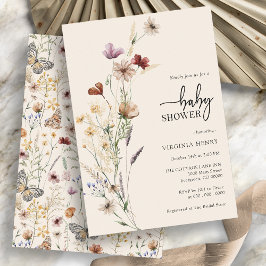 Wildflower Boho Floral Baby shower Invitation Kaart