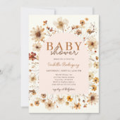 Wildflower Boho Floral Baby shower Invitation Kaart (Voorkant)