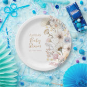 Wildflower Boho Floral Baby shower Papieren Bordje (Feest)