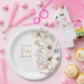 Wildflower Boho Floral Baby shower Papieren Bordje (Feest)