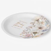 Wildflower Boho Floral Baby shower Papieren Bordje (Gekanteld)