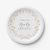 Wildflower Boho Floral Baby shower Papieren Bordje (Voorkant)